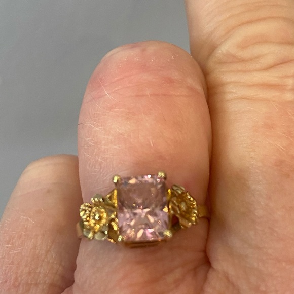 Vintage Pink Ice Solitaire 10k Yellow Gold Ring Size 7 - Picture 5 of 8